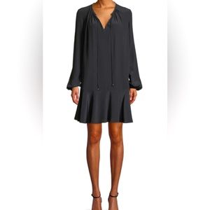DIANE VON FURSTENBERG
Cinched-Sleeve Silk Keyhole Flounce Dress